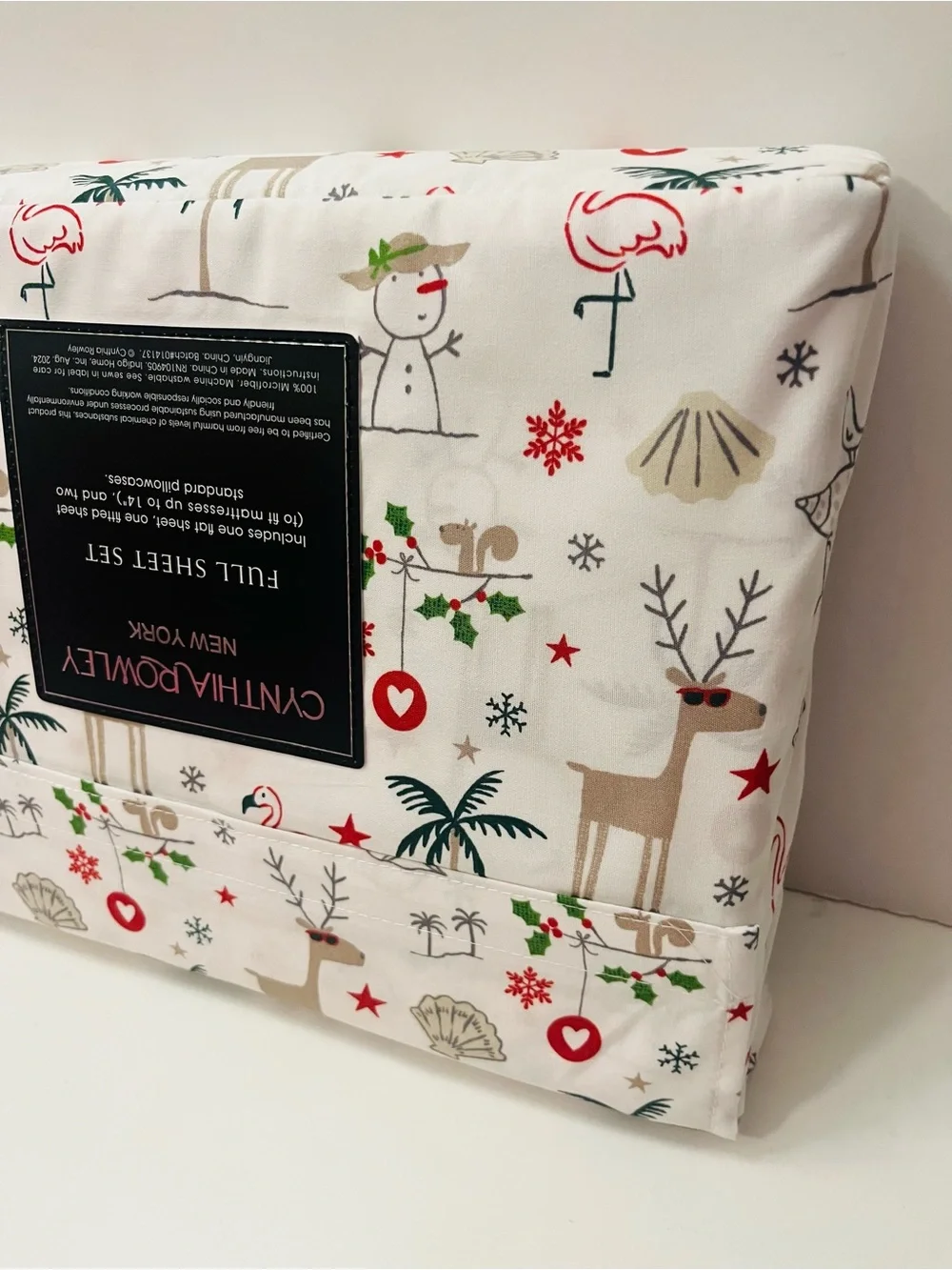 Cynthia Rowley & London Kaye Lot of 2 Full Sheet Sets Parisian Pastry Christmas